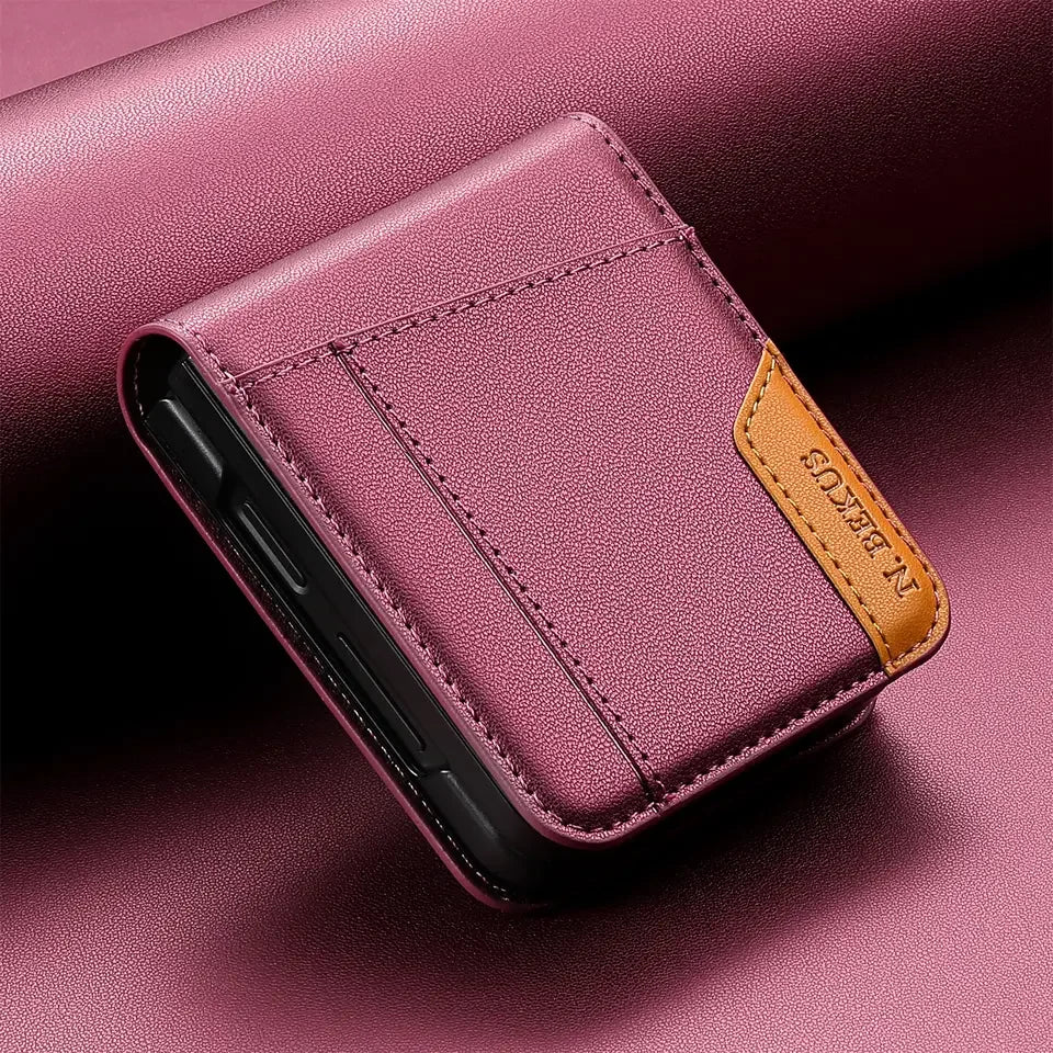 Leather Wallet Case with Card Holder for Galaxy Z Flip 7 / Flip 8