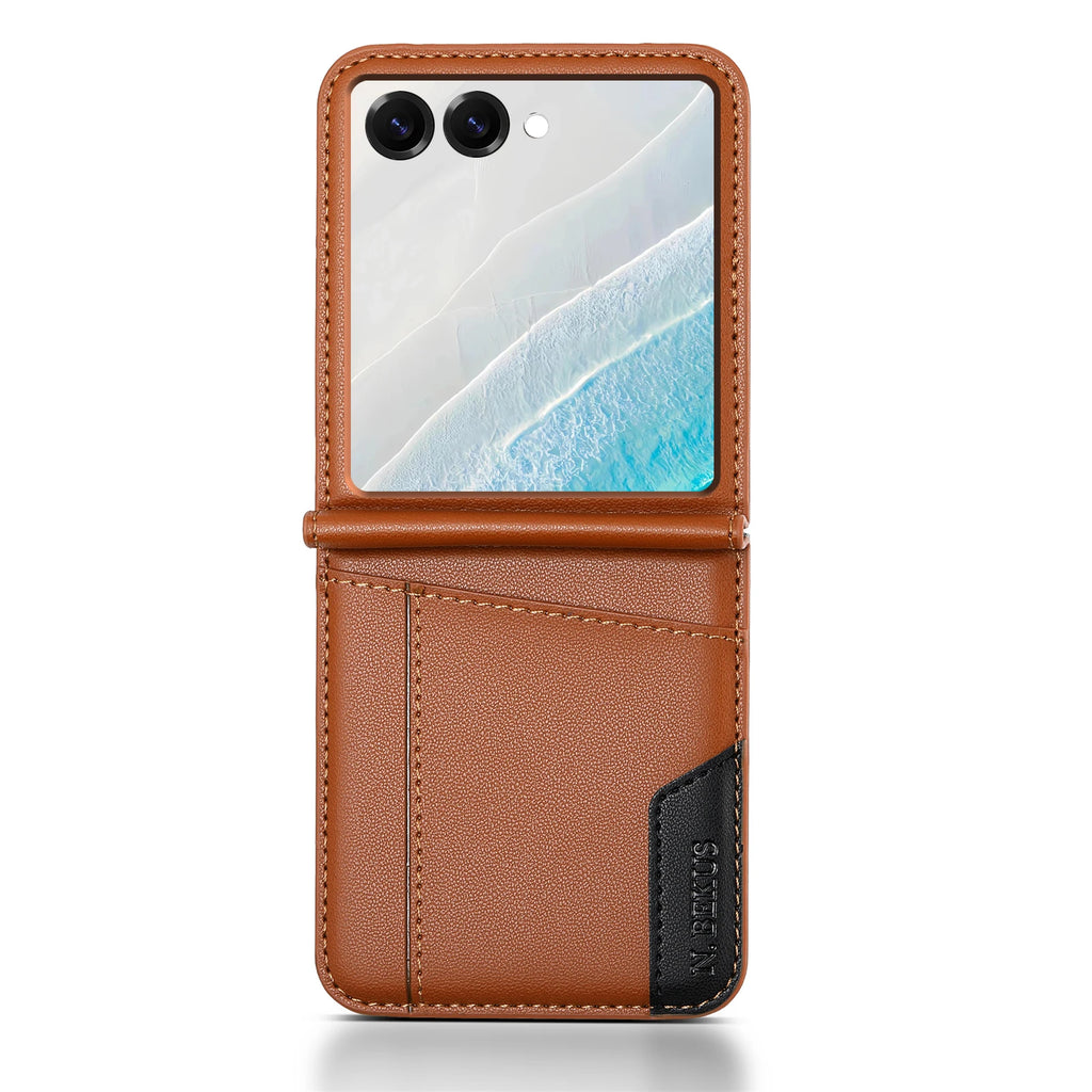 Leather Wallet Case with Card Holder for Galaxy Z Flip 7 / Flip 8