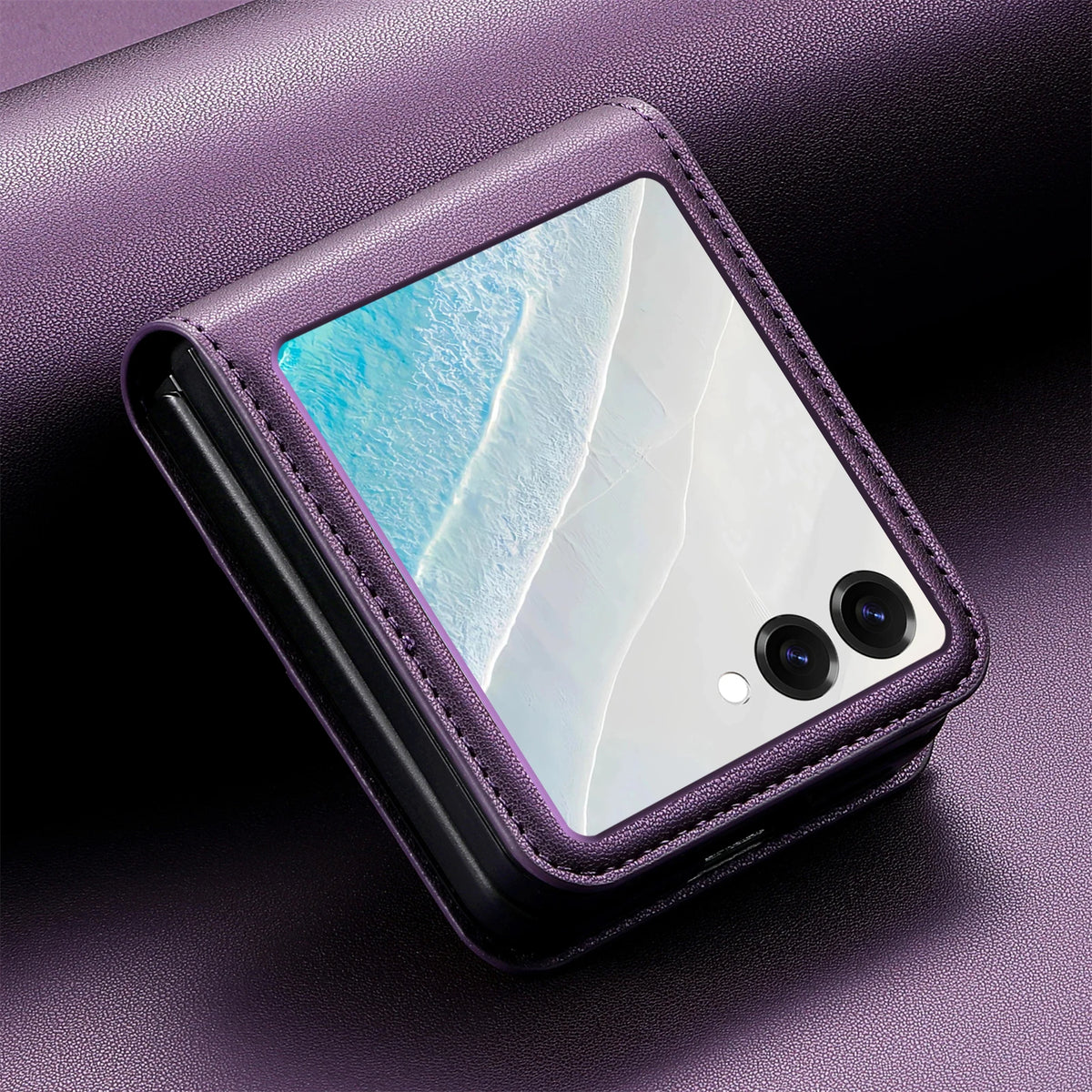 Leather Wallet Case with Card Holder for Galaxy Z Flip 7 / Flip 8