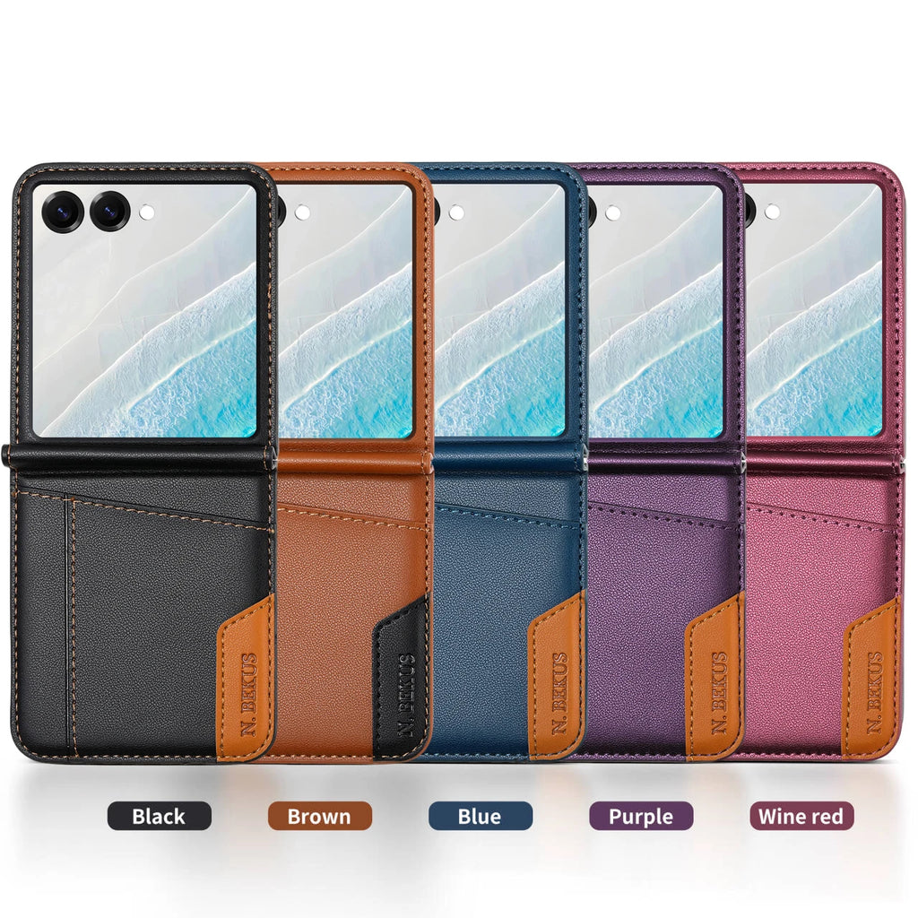 Leather Wallet Case with Card Holder for Galaxy Z Flip 7 / Flip 8