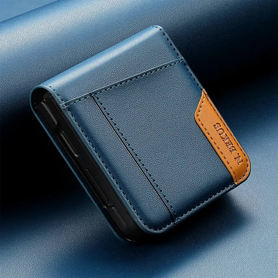 Leather Wallet Case with Card Holder for Galaxy Z Flip 7 / Flip 8